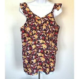 Womens Top Shirt Medium Du Jour Floral Ruffle
